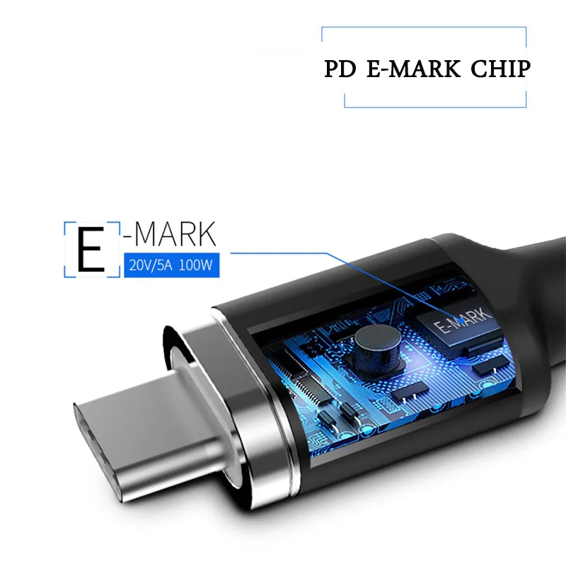 Магнитный кабель type-C 100 Вт, 5А, быстрая зарядка, PD, USB C кабель для Macbook, зарядный кабель type-C, type-C, для huawei, Xiaomi, samsung
