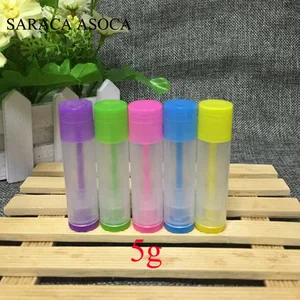 Оптовая продажа 160 шт.лот 5g пластиковая трубка для губной помады многоразовые бутылки 5 мл пустой бальзам для губ трубка для косметической упаковки