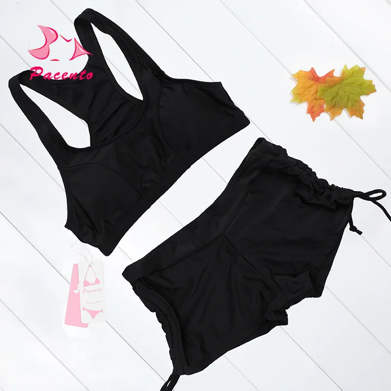 Pacento топ на бретелях с принтом бикини бразильский укороченный купальник шортами