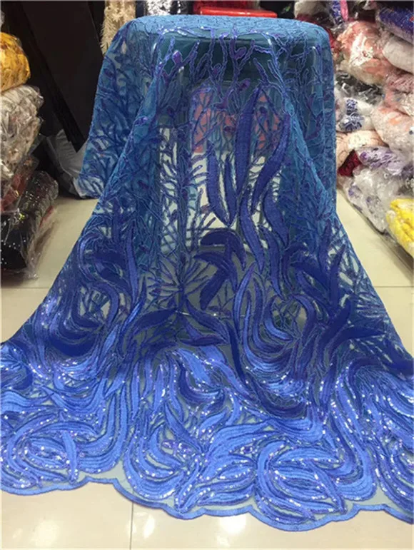 

Nigeria lace fabric for 2019 wedding new African French lace fabric high quality sequin lace fabric-YY0901