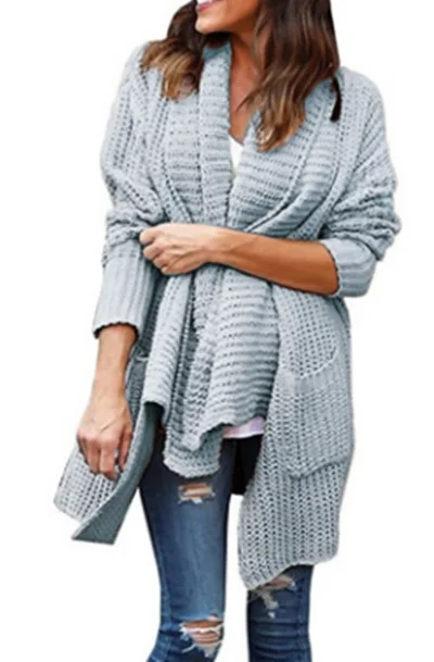 2019 hot style knit shirt baggy large size double pocket irregular lapel sweater cardigan |