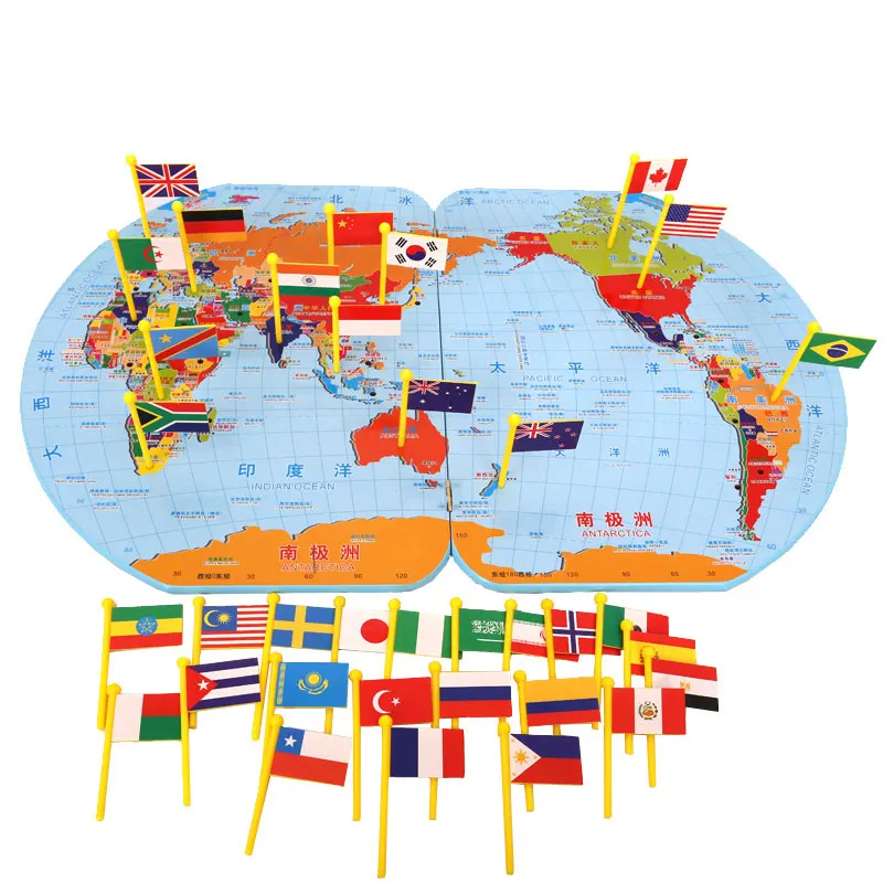 

Wooden Montessori Infant Toys Montessori World Map Preschool Educational Learning Toys For Kids Birthday Gift MI3044H