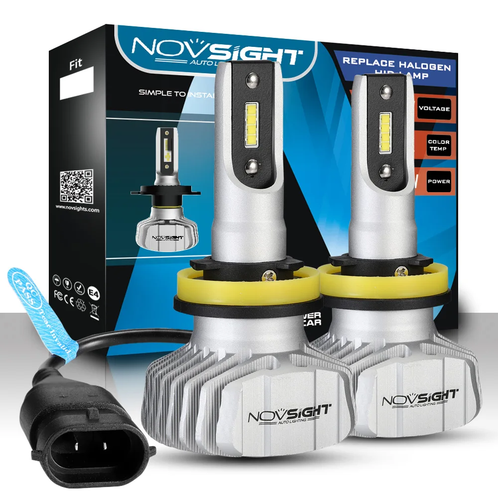 NOVSIGHT H4 светодиодный H7 H11 H8 9006 HB4 H1 H3 HB3 H9 9007 H13 автомобильные лампы для передних фар Светодиодный светильник с чипом CSP 10000LM Авто Противотуманные фары 6500K