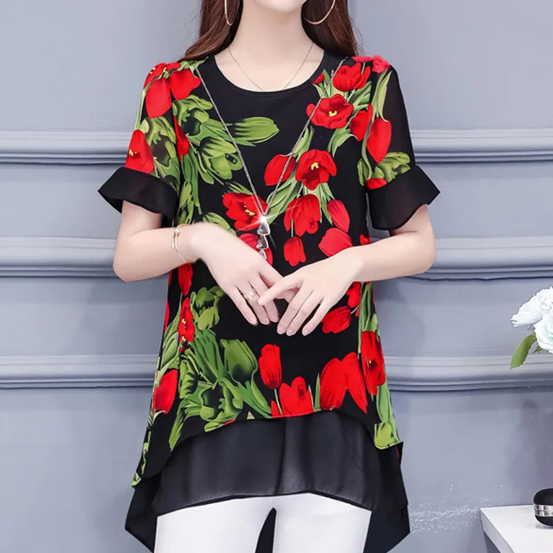 Модные женские топы и блузки рубашки 2019 женская шифоновая блузка с цветочным