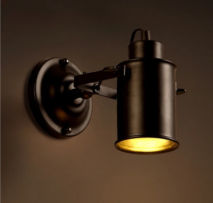 

Loft retro American country black iron wall lamp Industria corridor aisle bar coffee shop LED bedside lamp