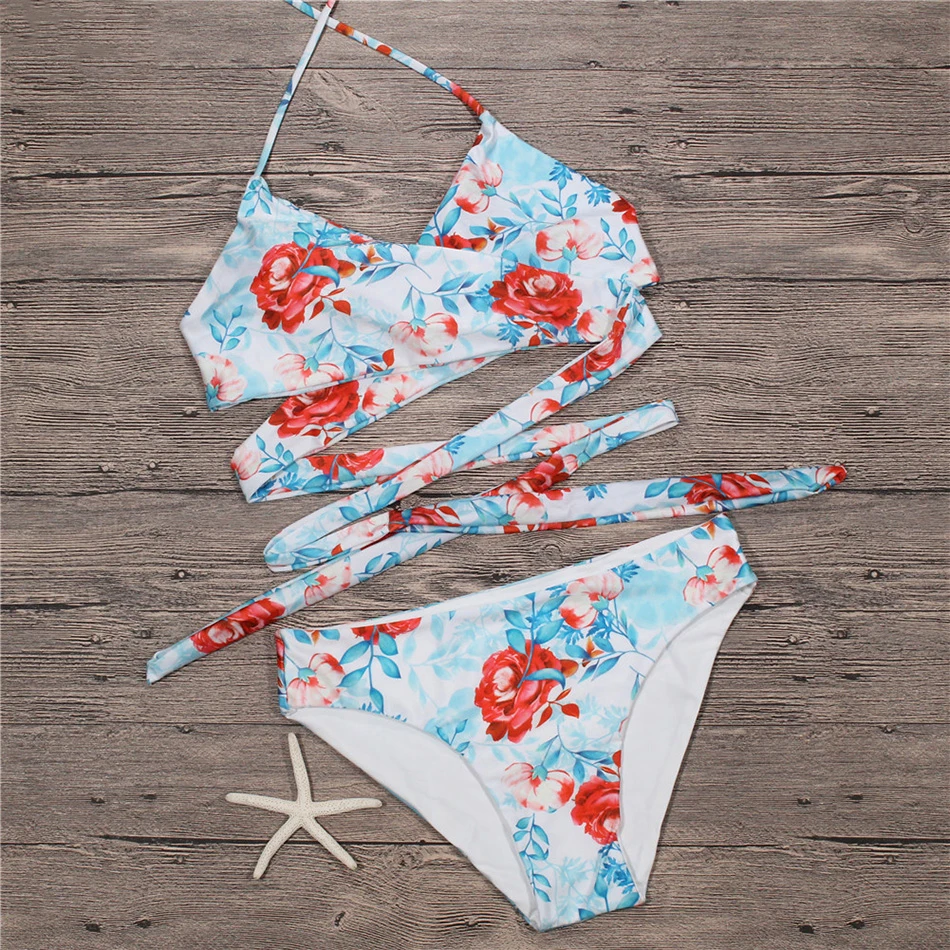 Сексуальный крест бикини 2018 одежда для плавания женский купальник цветочный