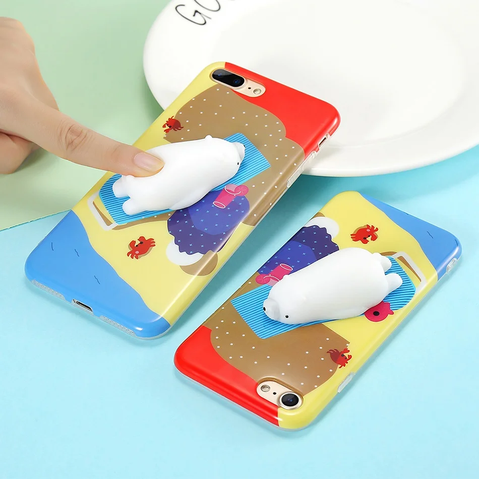 KISSCASE 3D милый креативный чехол с котом для iPhone 7, 8, 6 S, 6 Plus, X, 10, снятие стресса, жесткий пластиковый чехол s для iPhone 7, X, 5S, 5, SE