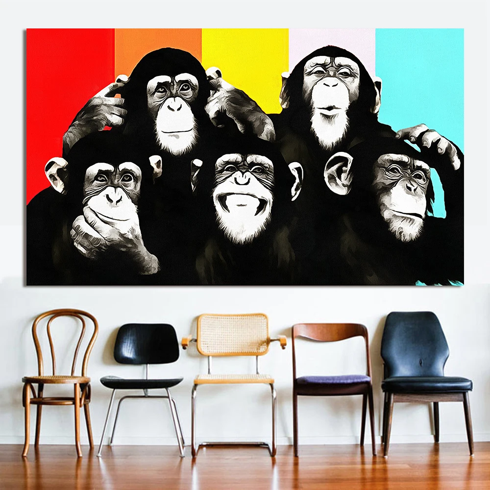 Картина на холсте забавные Chimps холст постер печать для гостиной спальни