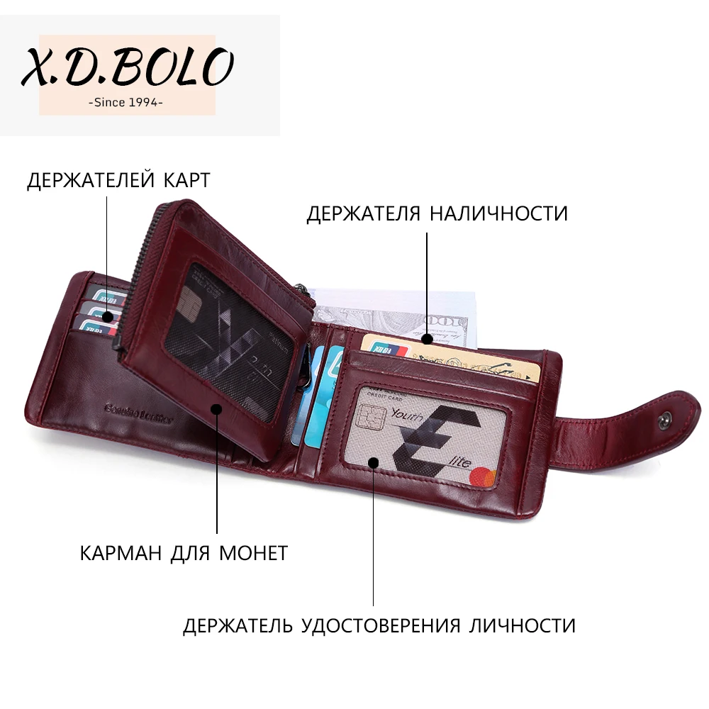 X.D Боло 2019 Новейший Новый Стильный Женский Кошелек с Чистой Натуральной Яловой