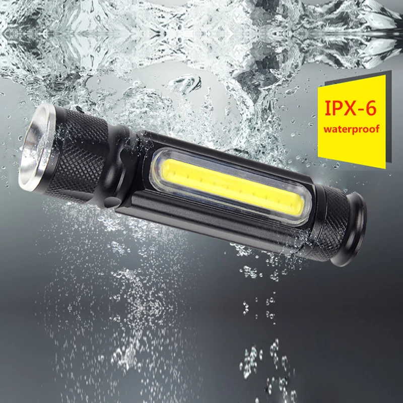 Светодиодный фонарик usb перезаряжаемые CREE XML T6 COB светодиодная вспышка света
