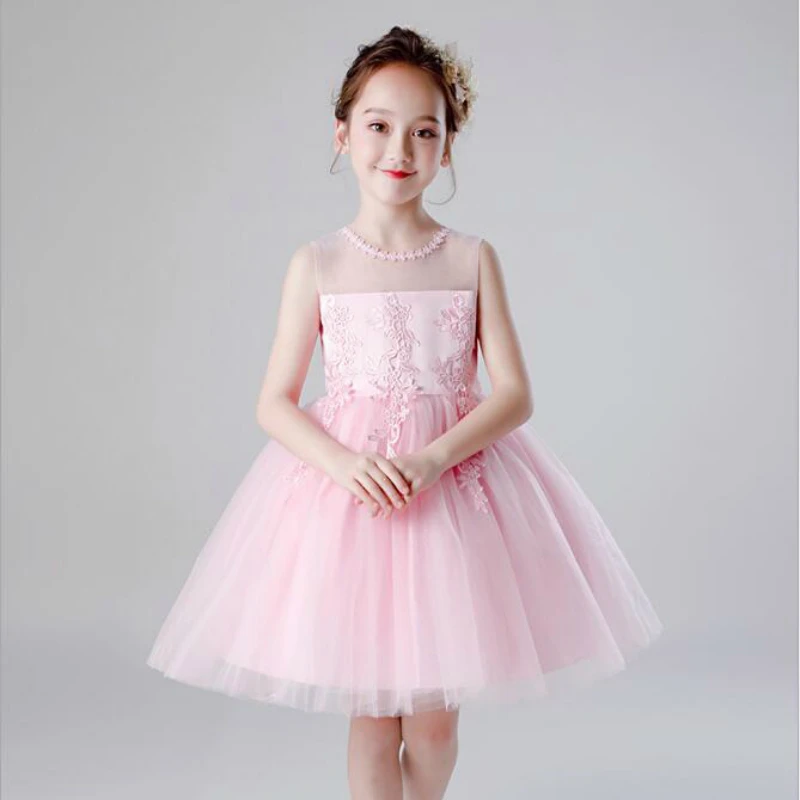 

U-SWEAR 2020 New Arrival Kid Flower Girl Dresses O-Neck Bow Ball Gown Chiffon Sweet Lovely Pageant Dresses For Girls