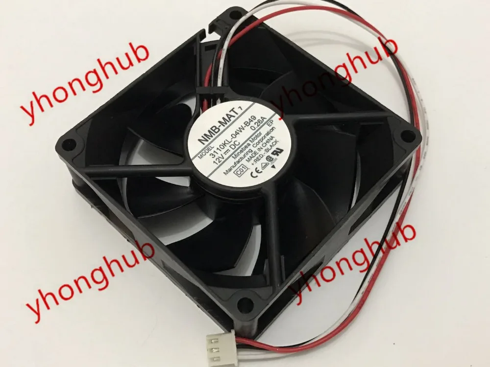 NMB MAT 3110KL 04W B49 C01 Сервер охлаждающий вентилятор DC 12V 0.26A 80x80x25 мм 3 провода|fan dc|square fanfan