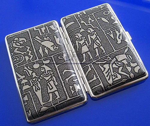 10 шт. египетский узор нержавеющая сталь сигарета чехол серебро серый держите за 14