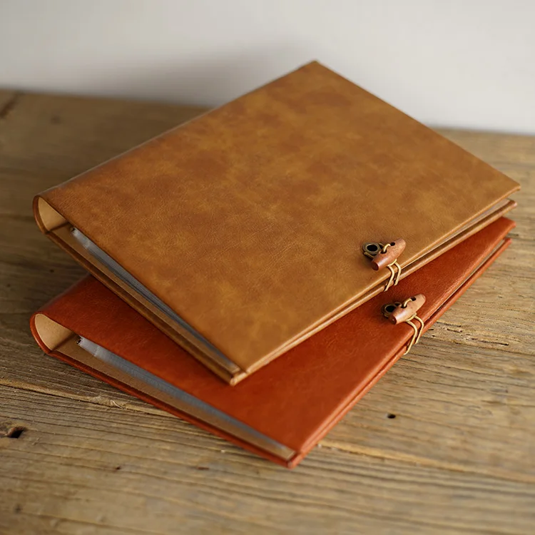 

Кожаная раскладная деревянная Пряжка сделай сам фотоальбом ручной работы креативный ПВХ пакет против влаги липкий тип кожаный альбом для ф...