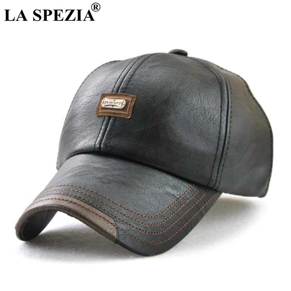 LA SPEZIA, Мужская кепка, черная кожа, бейсболка, s, мужская, регулируемая, Классическая, с длинными полями, из искусственной кожи, осень, зима, для вождения, бейсбольная кепка