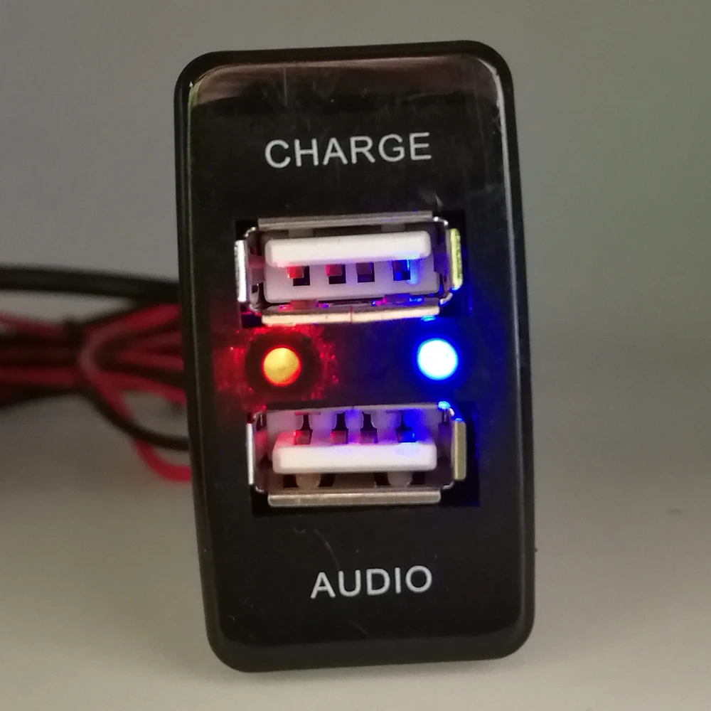 Автомобильное зарядное устройство с USB-интерфейсом 50 шт./лот 5 В 2 1 А + USB-аудиовход