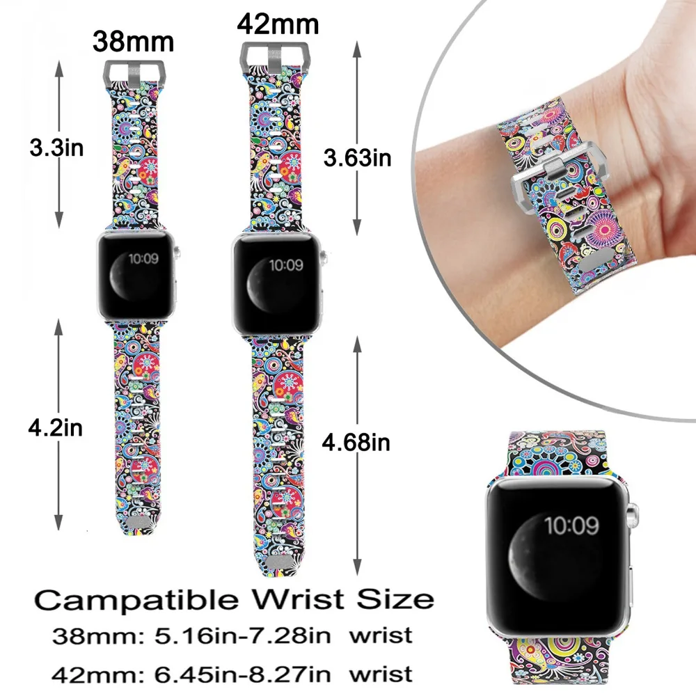 Цветной спортивный ремешок Bemorcabo с принтом для часов Apple Watch серии 4 3 2 1 ремешок для часов 44 мм 40 мм 38 мм 42 мм браслет для часов