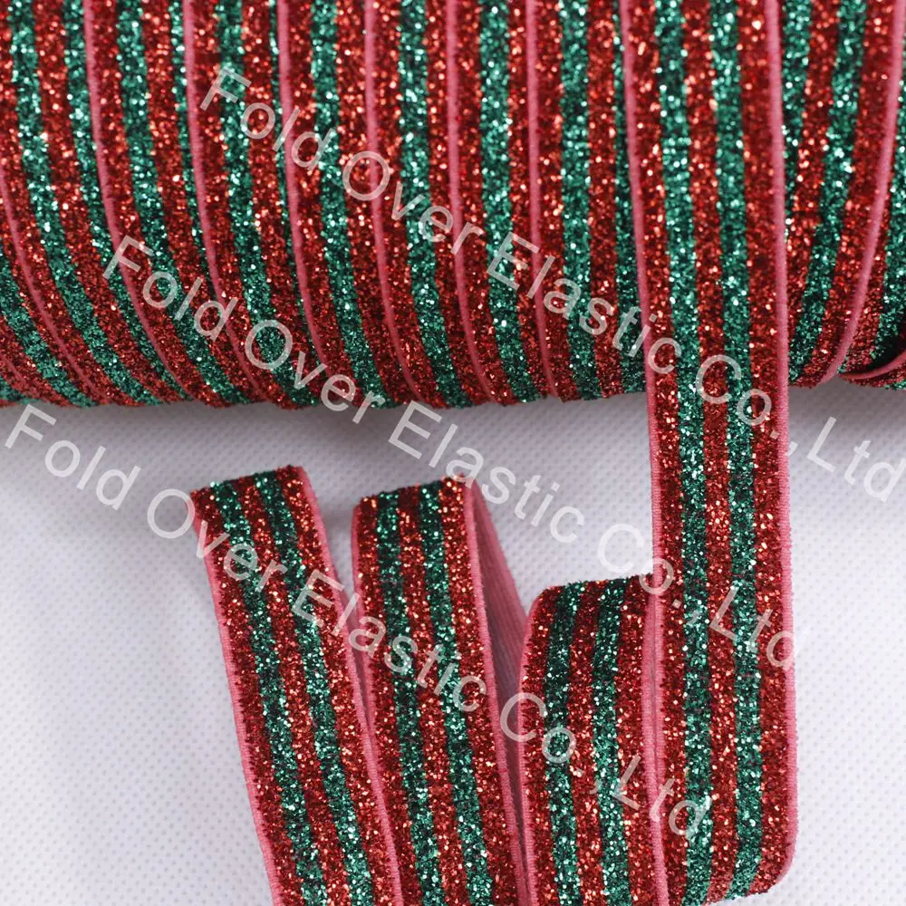 

5/8'' 15mm Metallic Velvet Webbing Frosted Glitter Elastic Ribbon 50Yards