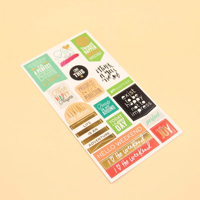 KLJUYP 5 листов самоклеящиеся бумажные наклейки для скрапбукинга Happy