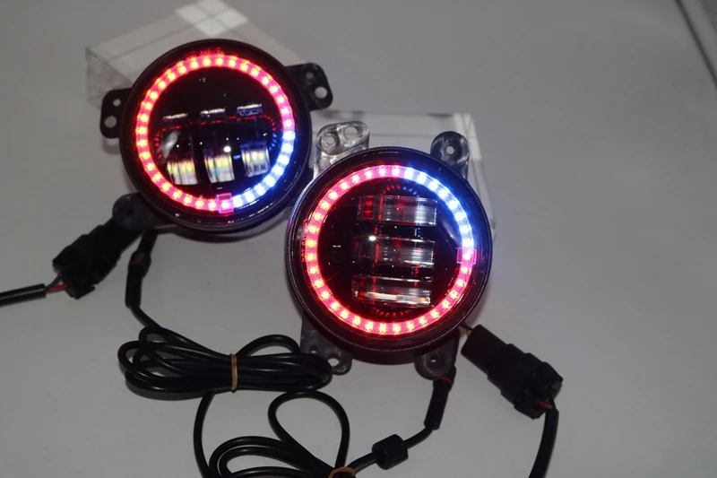 " дюймовый Bluetooth RGB светодиодный головной светильник s& 4" дюймовый противотуманный светильник комплект RGB Halo для Jeep Wrangler JK TJ LJ 1997- 97-17 Hummer H1 H2