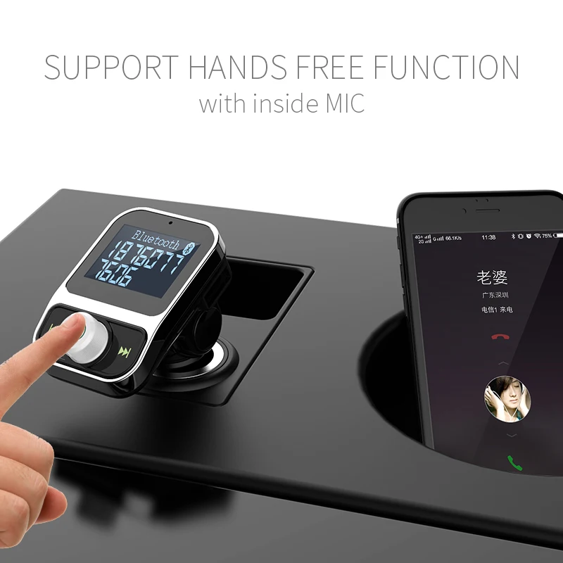 Bluetooth 4 1 fm передатчик 3.5Aux автомобильный комплект громкой связи TF USB2.0 mp3 плеер 44