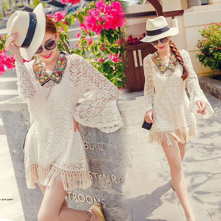 Горячие продажа 2016 Новые Моды для Женщин Платья Vintage Хиппи Boho Цыганский Фестивале