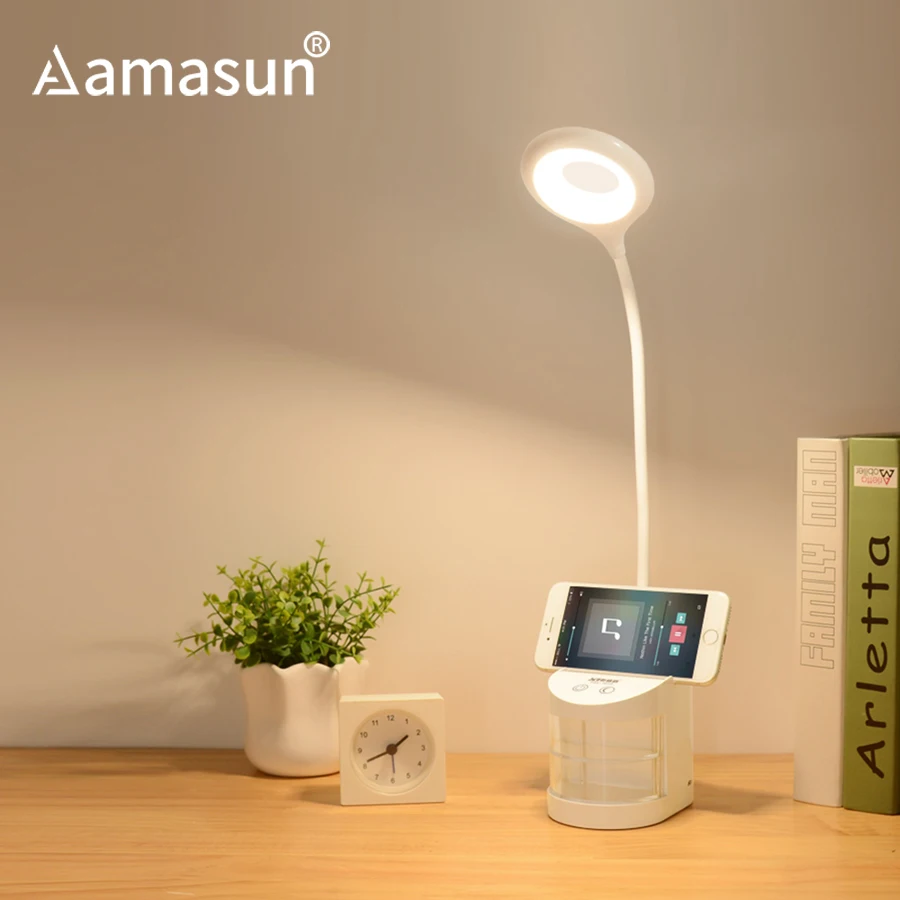 USB Светодиодная лампа для чтения книг Настольная лампа для чтения Держатель ручки для прикроватной учебы 3 яркости 4000 K 18650 перезаряжаемая сенсорная настольная лампа