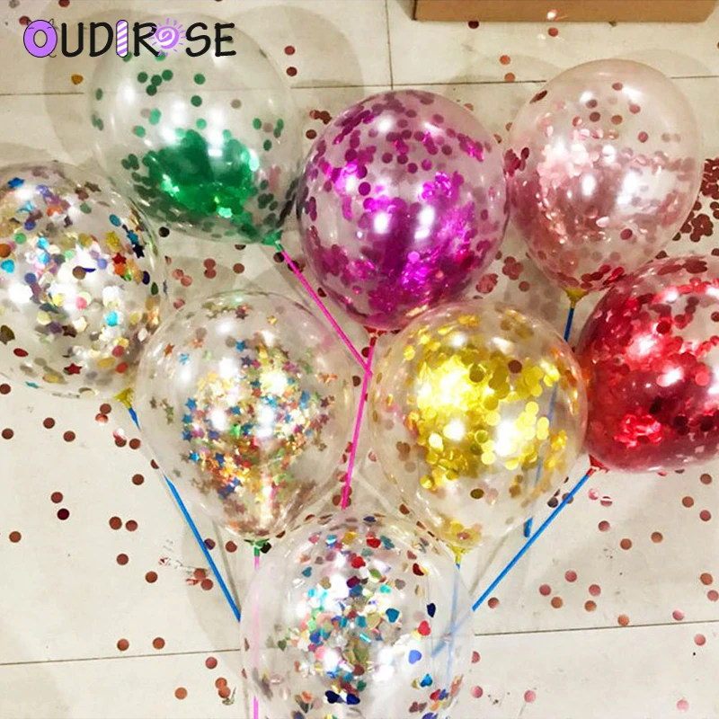 OUDIROSE 5 шт 12 дюймов конфетти блестки латексные воздушные шары Свадебные украшения