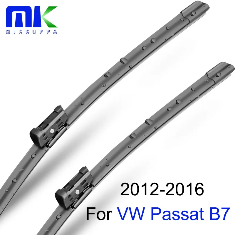 Wiper Blades 24&quot+19&quot For VW Passat B7 Fit Push Button Arms 2012 2013 2014 2015 2016 Windscreen Silicone Rubber Auto Car |