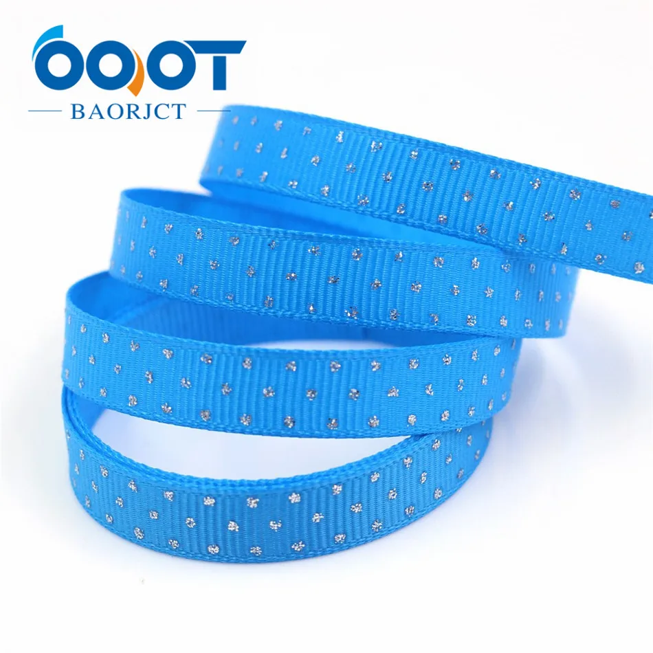 G-18813-923 OOOT BAORJCT G-18813-920, 10 мм, 10 ярдов, Блестящая серебряная циркулярная лента в горошек с принтом в виде корсажной ленты, сделай сам, головной убор, Свадебная подарочная упаковка - Цвет: G-18813-923