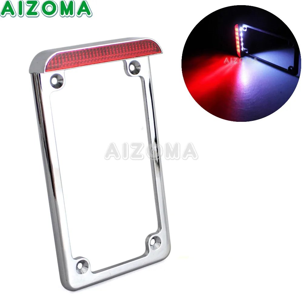 

Chrome LED License Plate Light Vertical Side Mount Holder Brake Taillight For Harley Cafe Racer Chopper Cruisers Bobber Taillamp
