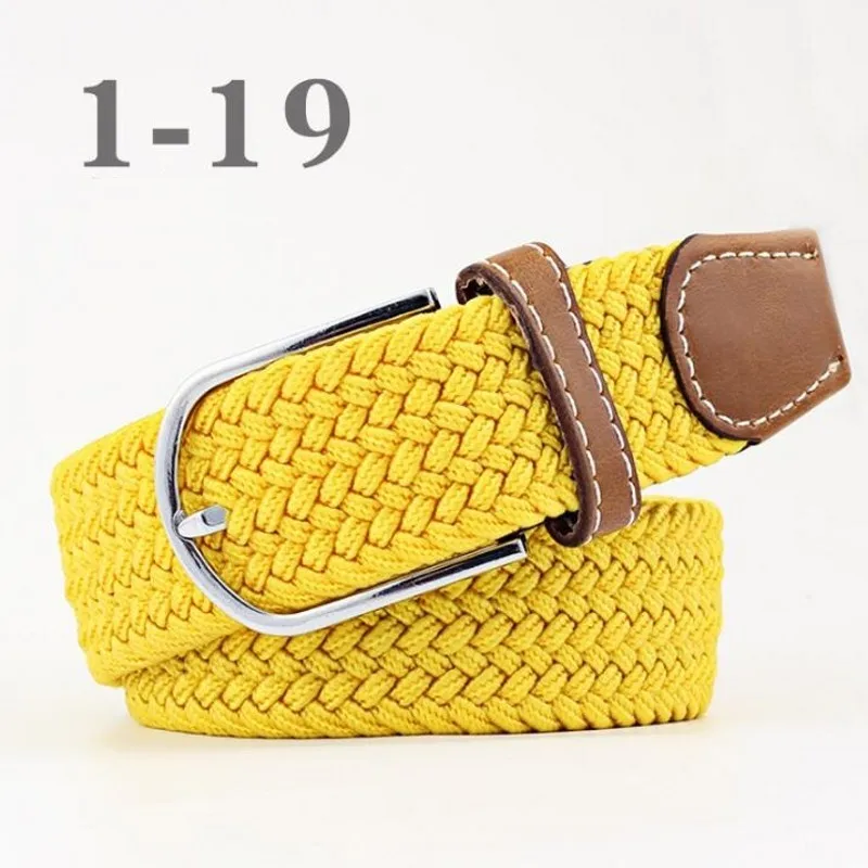 Yellow Эластичный пояс, вязаный пояс из парусины, декоративный пояс, женский ремень с пряжкой, для женщин и мужчин, для взрослых, на каждый день, высокое качество, мода - Цвет: Yellow