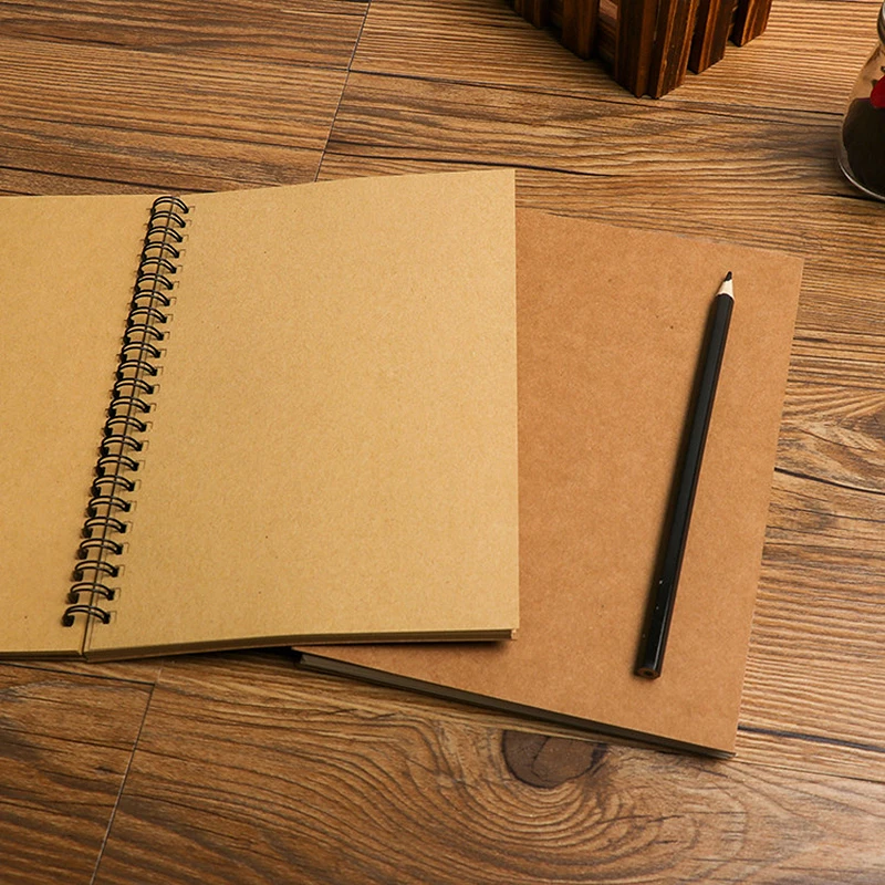MUJI стиль А5 черная пустая спиральная записная книжка крафт-бумага винтажная Записная книжка Дневник для путешествий filofax планировщик bullet agenda