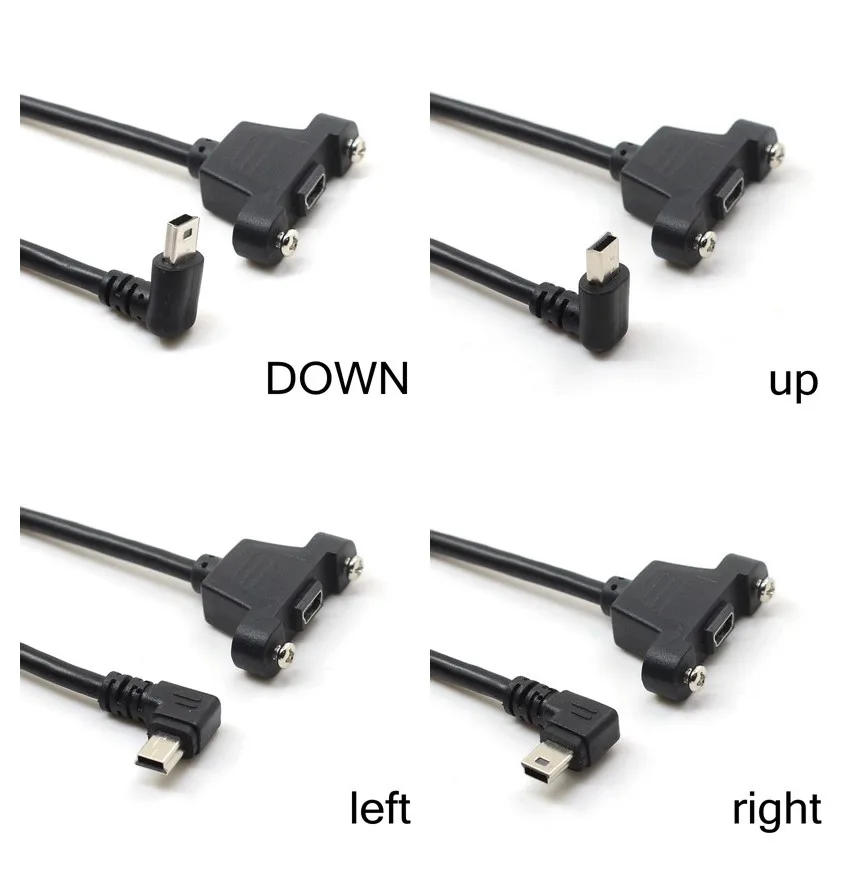 Mini-USB крепление на панели, тип Mini USB 5Pin штекер к женскому удлинительному адаптеру кабель угловой с винтами 30 см 50 см