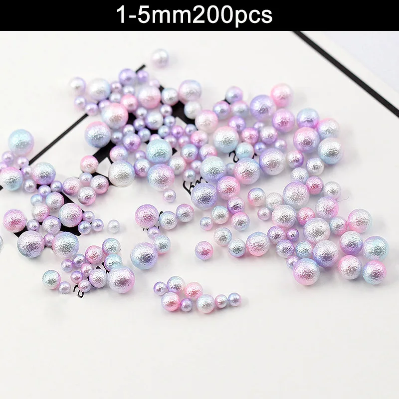 1-5mm 200pcs Смешать радужные Цвет Круглый бисер в виде жемчужин без отверстия бусины DIY ремесло решений для Для женщин MF999 - Цвет: 1-5mm 200pcs