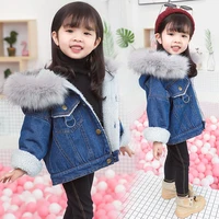 winter baby girl clothes warm flush thicken baby denim jacket cartoon children clothing winter clothes jeans jacket and coat