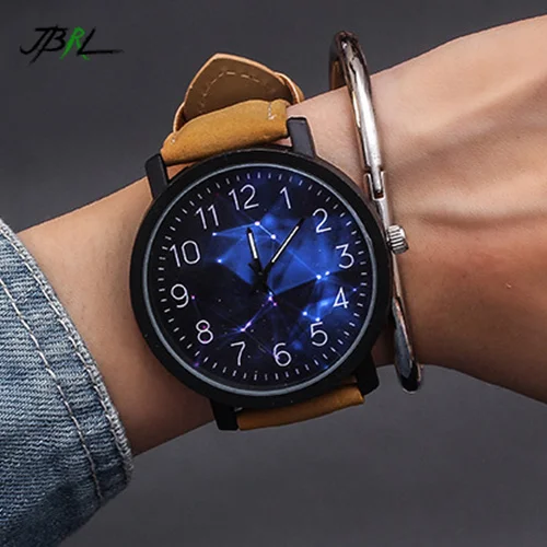 JBRL звездное небо модные наручные часы Мужские в повседневном стиле кварцевые для