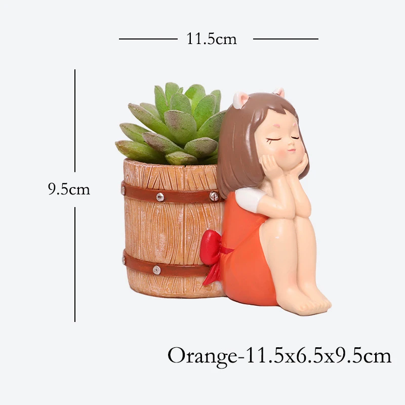 Orange 1 шт., сказочный садовый цветочный горшок, милая девочка, суккулент, горшок для растений, украшение дома, сада, ремесло, фигурка для девочки с дренажным отверстием - Цвет: Orange