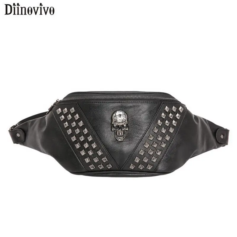 DIINOVIVO Rock Skull поясные сумки женские кожаные стимпанк заклепки бум Сумка поясная сумка женские сумки Дамская поясная сумка банан WHDV1107