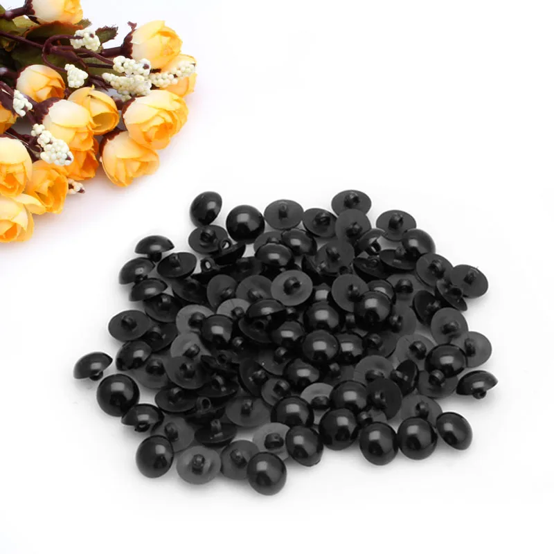 18mm 100 шт пуговицы круглые грибы куполообразные Швейные хвостовик черный DIY Глаза животных игрушки DIY - Цвет: 18mm