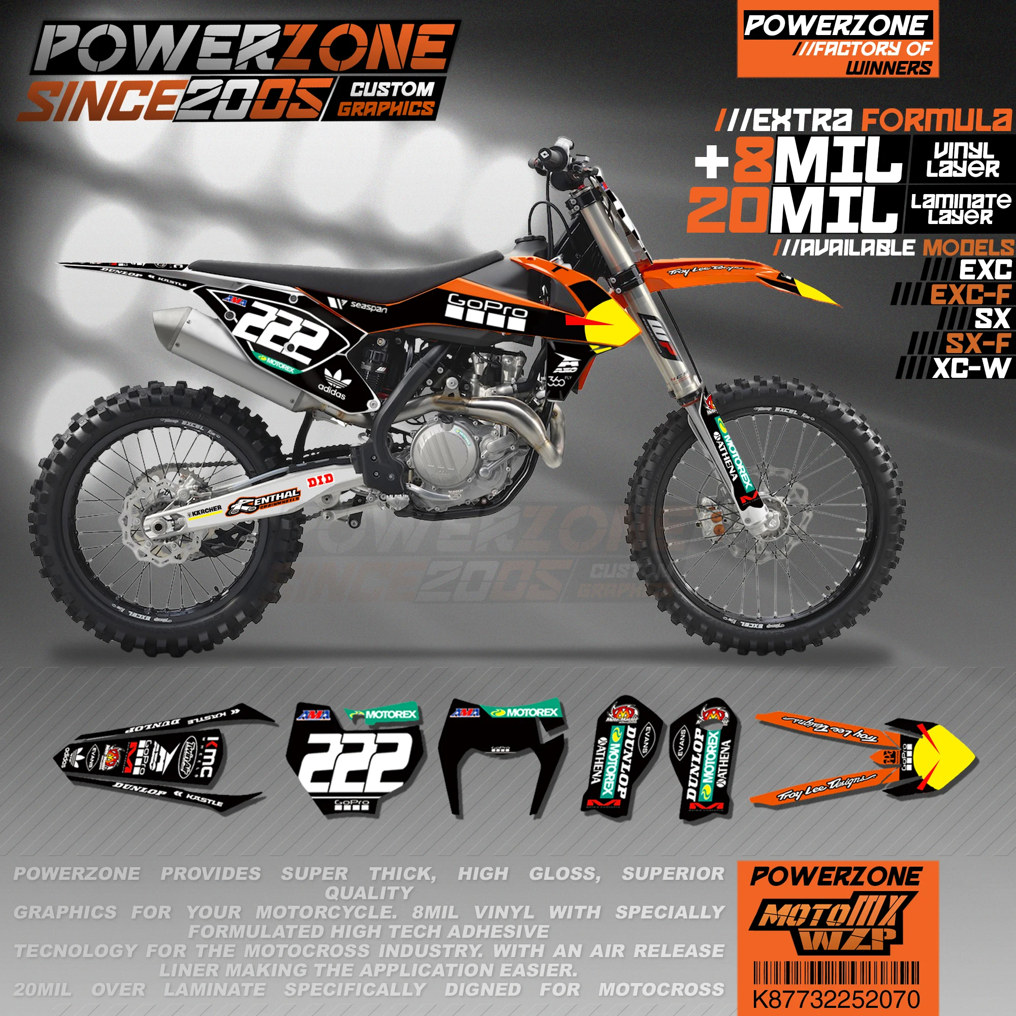 PowerZone Custom Team Graphics деколи для фона 3 м Набор наклеек KTM SX SXF MX EXC XCW Enduro 125 500 куб. См 2016