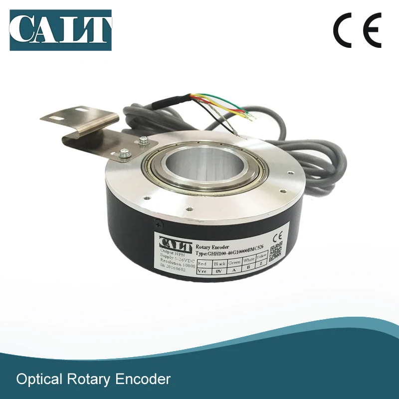Factory Supply Price 1024 3600 5000 PPR Pulse 100mm Outer Rotary Encoder Hollow Shaft 40mm NPN Output Incremental Encoder GHH100 calt ghs4006 series pulse reading mechanical rotary encoder 40mm size npn linear encoder sensor
