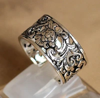 kjjeaxcmythai antique silverware s925 sterling silver jewelry in europe and america unisex rings hollow carved free shipping new