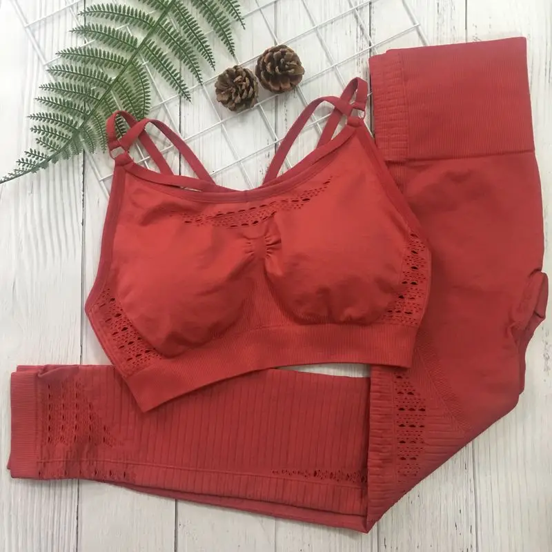 2 шт. комплект для йоги энергетические бесшовные леггинсы и бюстгальтер Женская