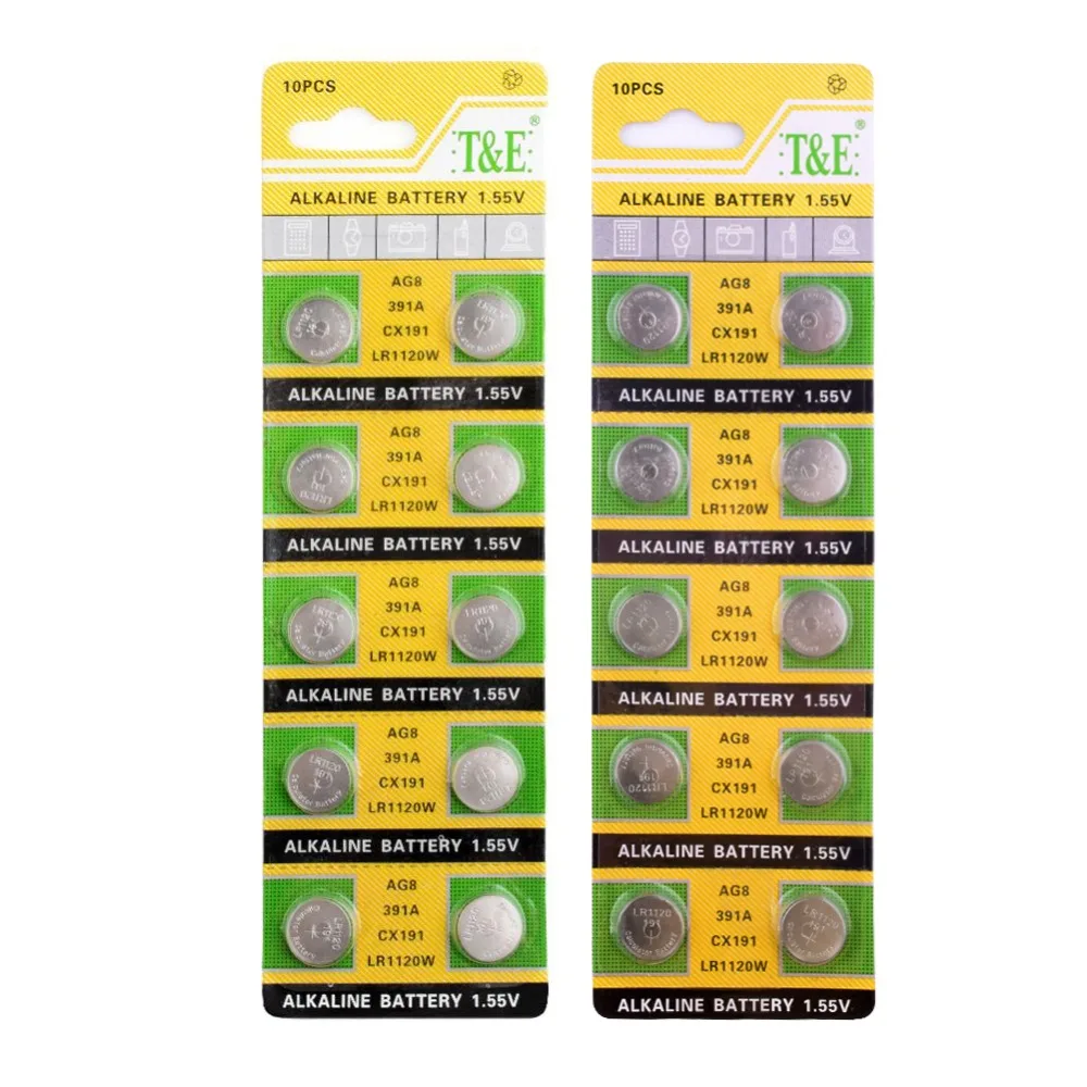 1600PCS AG8 LR1120 391 SR1120 Button Batteries 191 LR55 Cell Coin Alkaline Battery 1.55V LR1120W CX191 For Watch Toys Remote | Электроника