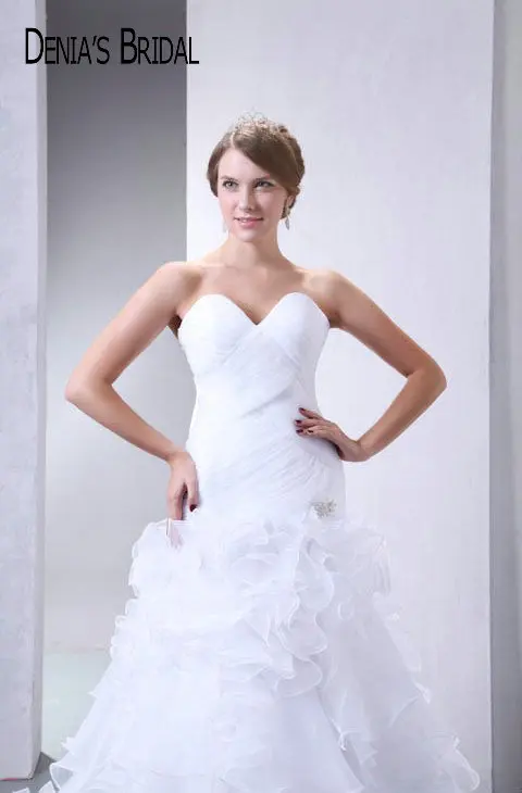 2017 реальные фотографии милое ТРАПЕЦИЕВИДНОЕ свадебное платье плиссированные