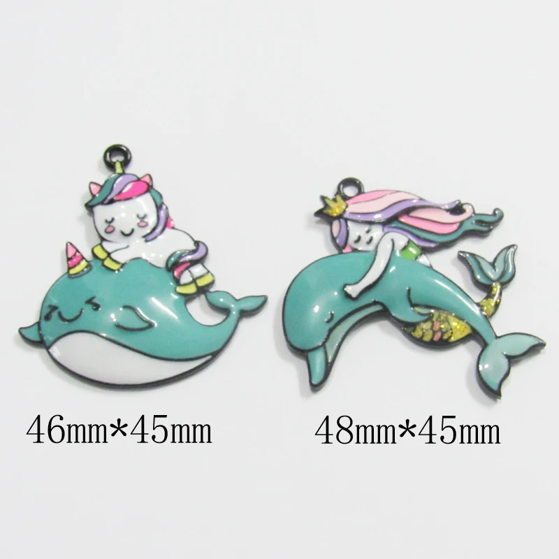 

Newest 10pcs/bag All Enamel Unicorn/Mermaid Pendants For Chunky Necklace