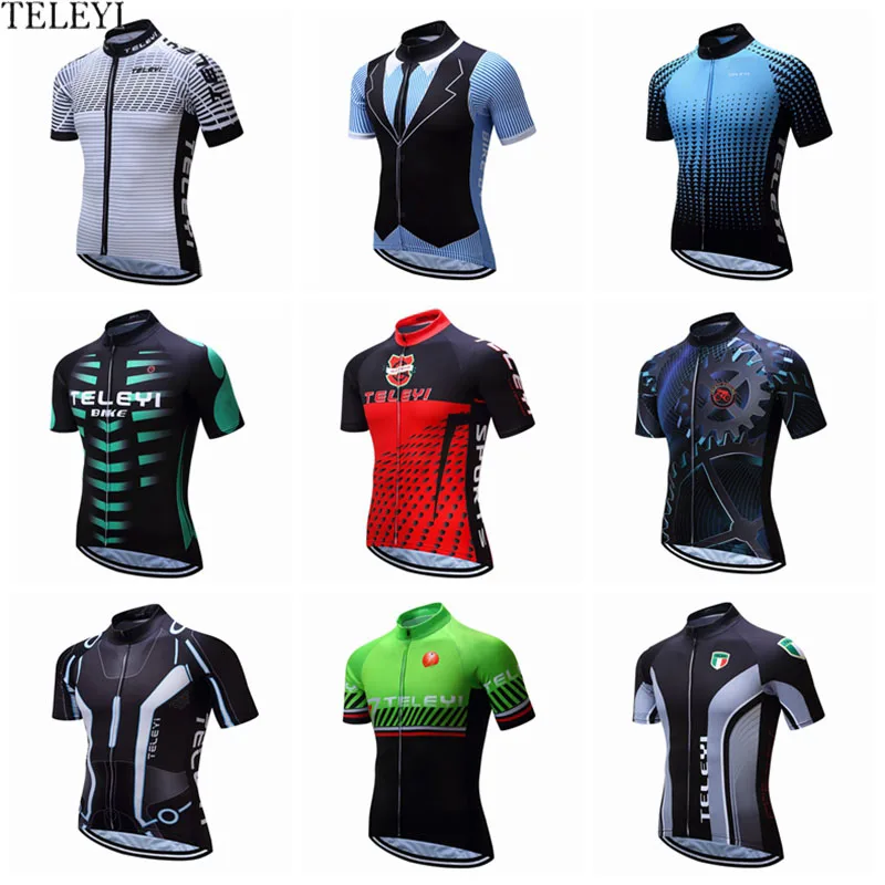 

TELEYI 2019 Mens Cycling Jersey Tops Quick-Dry Summer Short Sleeve Bicycle Clothing MTB Bike Jerseys Maillot Ciclismo Hombre