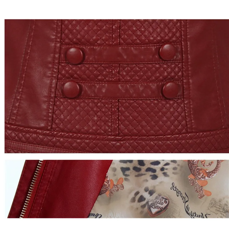 

Large Size Women's Faux Leather Jacket Spring/Slim Long-Sleeve Short Leather Outerwear Casual Windproof PU Leather Jackets 5XL