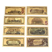 7 шт./8 шт. 1/2/5/10/20/50/100 долларов США банкноты с покрытием 24 К золота